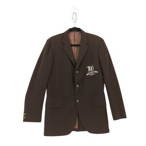 Men Wheaton College Blazer Jacket Brown Tailored Sport Wool Class of 63 VTG FLAW